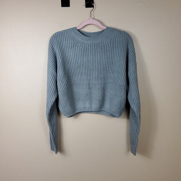 Elodie Crewneck Cropped Sweater in Gray Size L - Picture 1 of 9